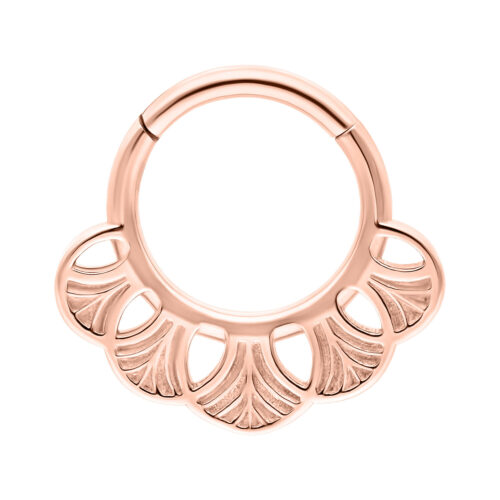 Anello piercing Ginkgo Clicker in oro rosa in acciaio chirurgico
