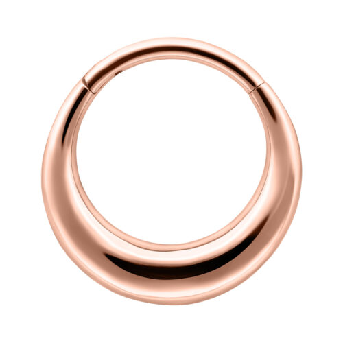 Clicker per septum in oro rosa, diametro interno 10mm, su sfondo bianco