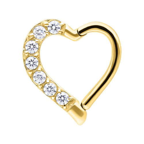 Anello a cuore dorato con cristalli, 8,0 mm di diametro interno, orientato a destra