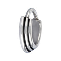 Clicker Settore in acciaio chirurgico argento con forma concava su sfondo bianco