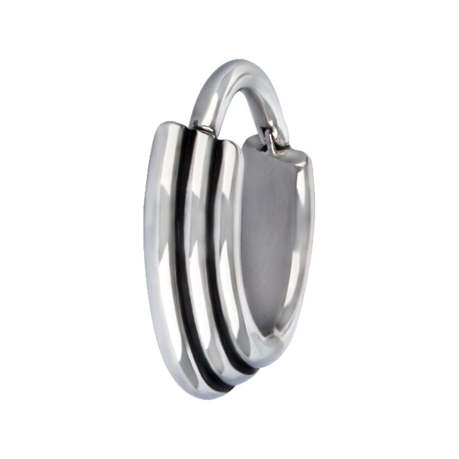 Clicker Settore in acciaio chirurgico argento con forma concava su sfondo bianco