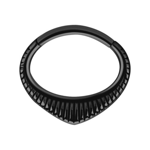 Clicker Indiana nero con spessore di 1,2mm e diametro interno di 6mm su sfondo bianco