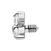 Attacco dermal argento con cristallo chiaro e filettatura esterna