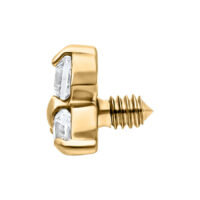 Trinity Dermal Attachment in oro con cristallo Trinity Dermal Attachment dorato con due cristalli chiari e filettatura esterna