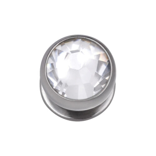 Skindiver in titanio argento con pietra cristallina su sfondo bianco