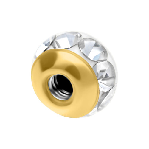 Punta dorata per filettatura esterna con cristalli chiari e filettatura interna