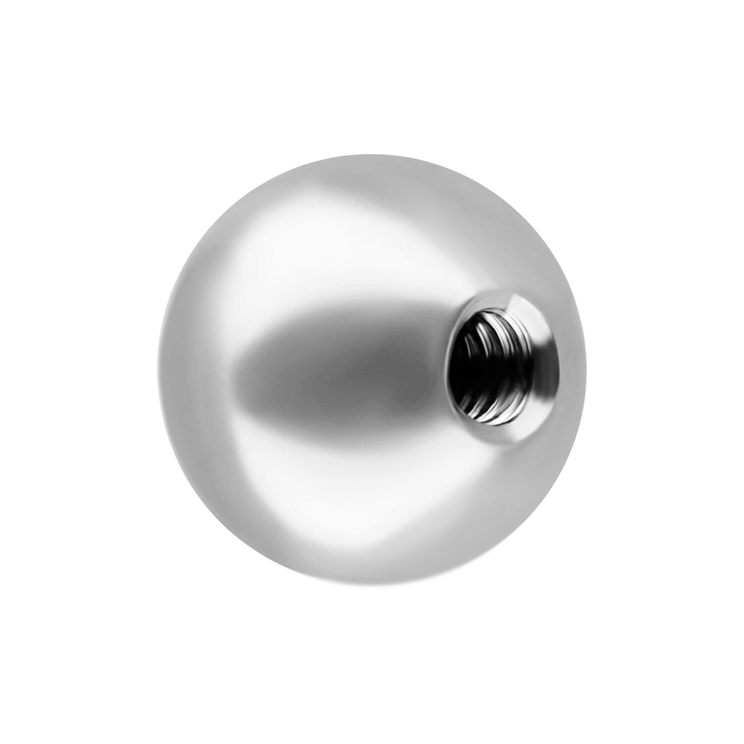 Sfera sfaccettata in argento con cristallo chiaro, dimensione 2,5 mm, su sfondo bianco
