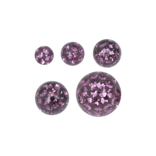 Cinque punte per piercing color ametista su sfondo bianco