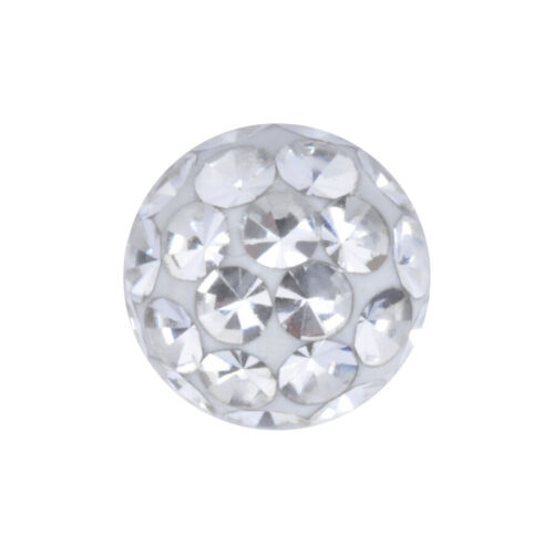 Attacco rotondo per piercing in acciaio chirurgico con cristalli chiari