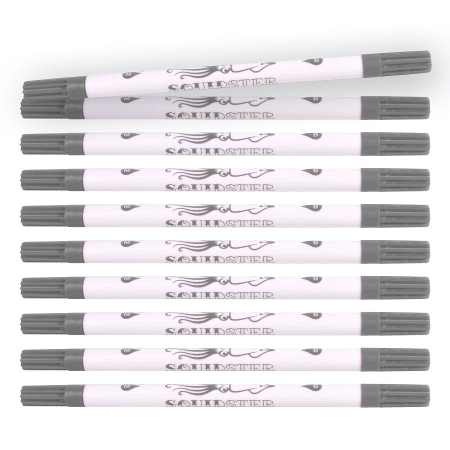 Set di pennarelli Squidster grigi su sfondo bianco