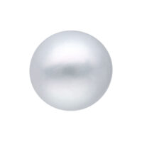 Sfera lucente in titanio argento su sfondo bianco