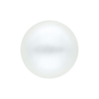 Perla sintetica bianca su sfondo bianco, liscia e rotonda