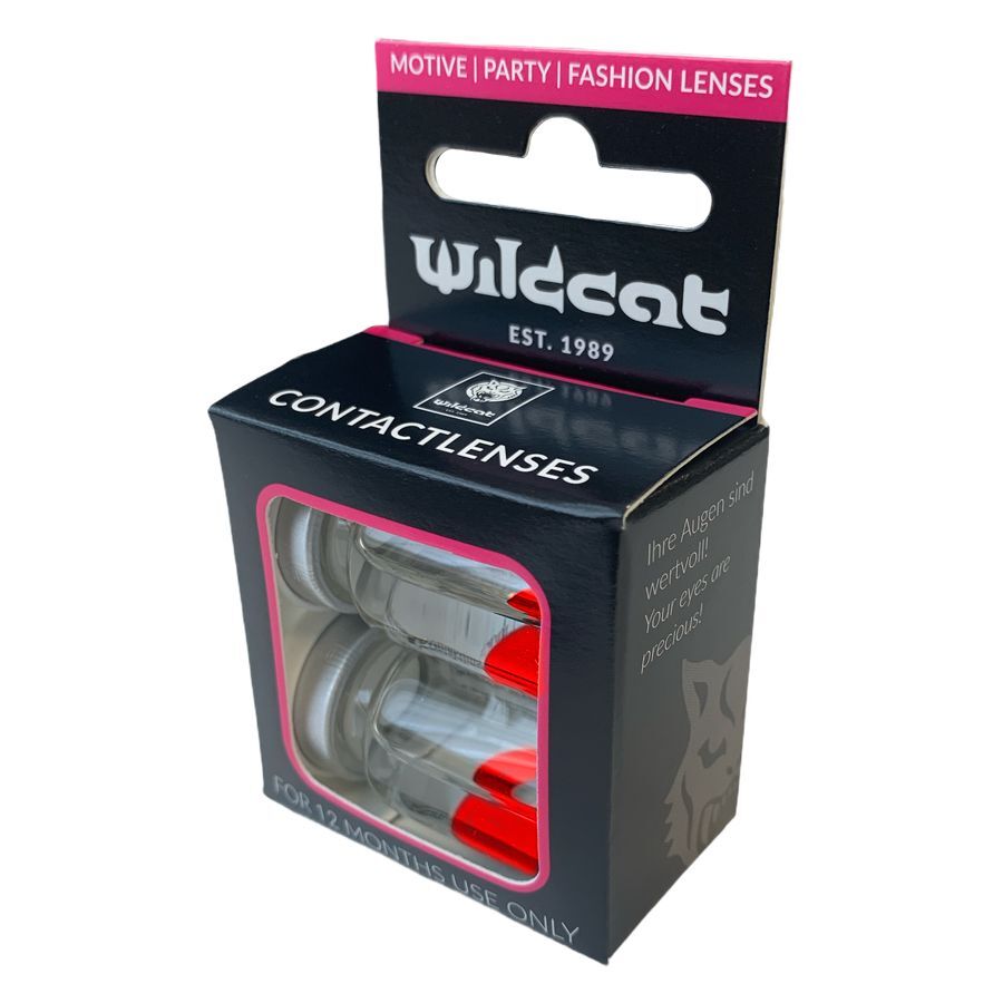 Confezione nera Wildcat con lenti a contatto rosse all'interno