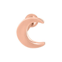 Orecchino barbell a forma di luna crescente in oro rosa lucido su sfondo bianco