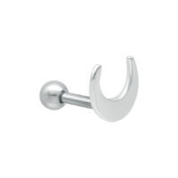 Luna Earbarbell in argento con decorazione a mezzaluna su sfondo bianco