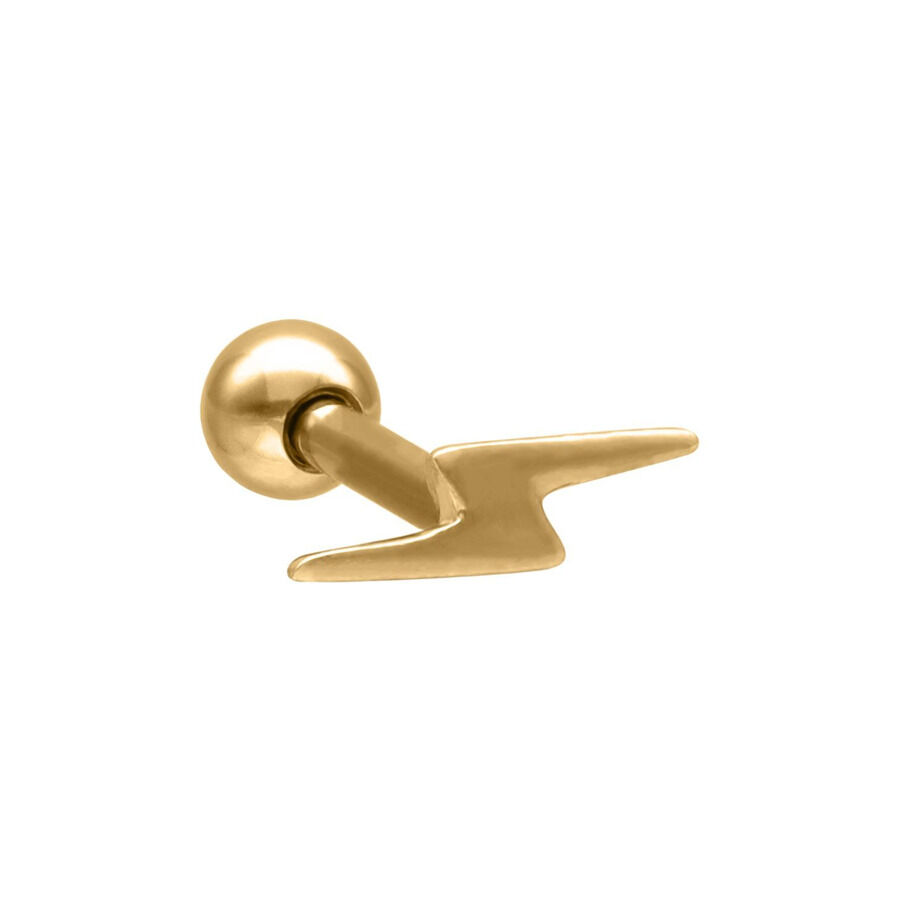 Flash Earbarbell dorato in acciaio chirurgico Flash Earbarbell dorato in acciaio chirurgico su sfondo bianco