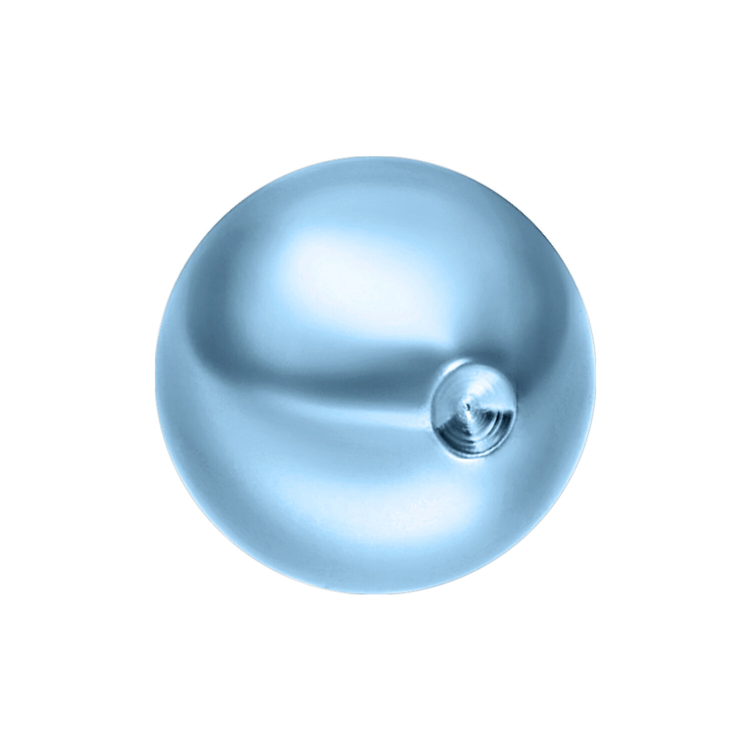 Sfera Clip In in titanio azzurro chiaro con diametro di 5,0 mm su sfondo bianco