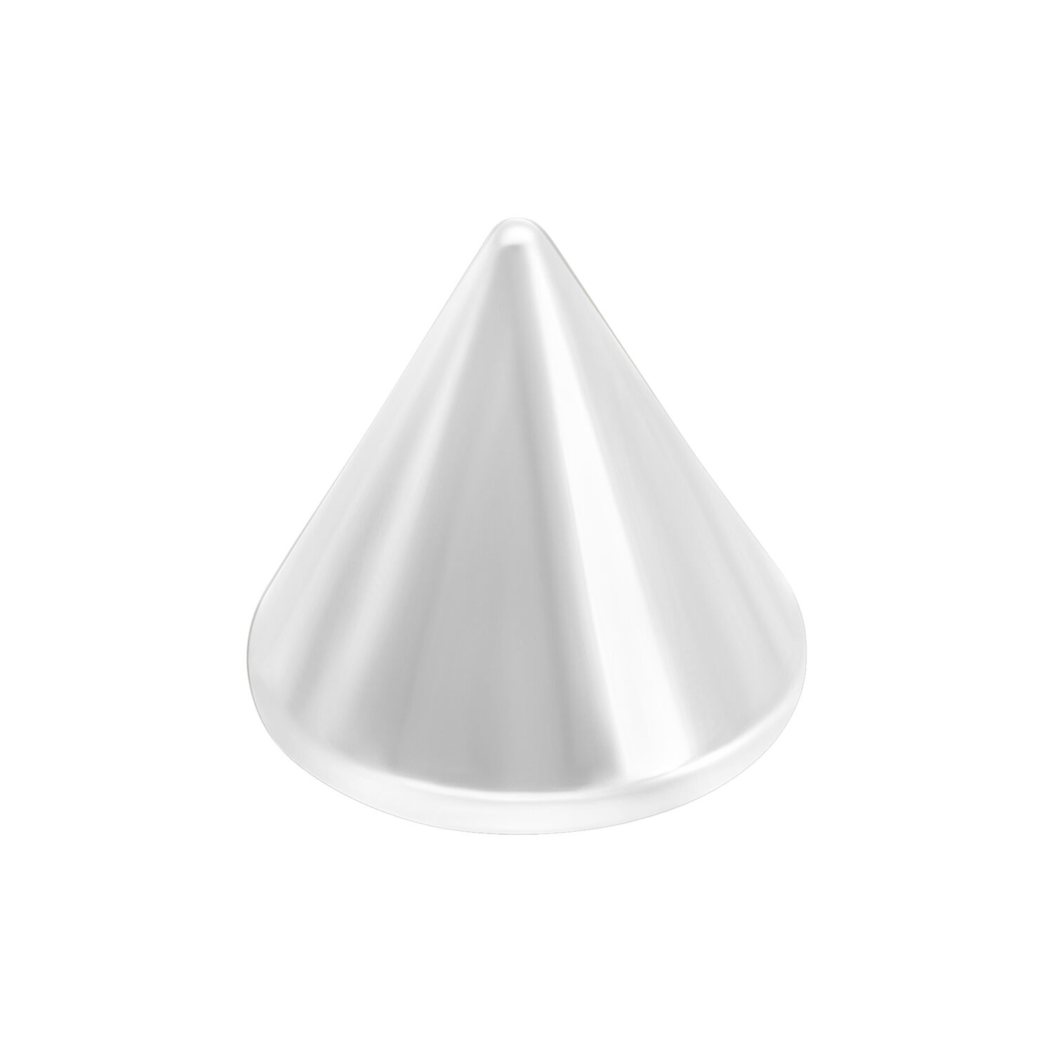 Cono in titanio argento per piercing, su sfondo bianco