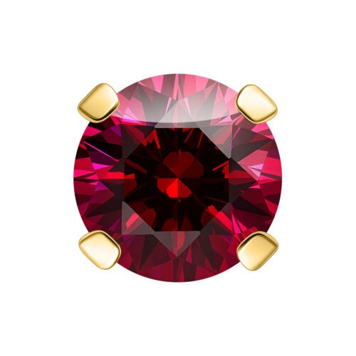 Punta in oro con cristallo rosso scuro, dimensione sfera 3,0 mm