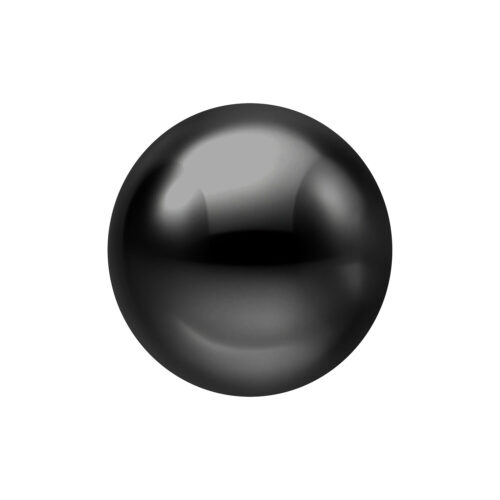 Sfera in titanio nera per Push Fit Labrets, misura 2,5 mm, su sfondo bianco