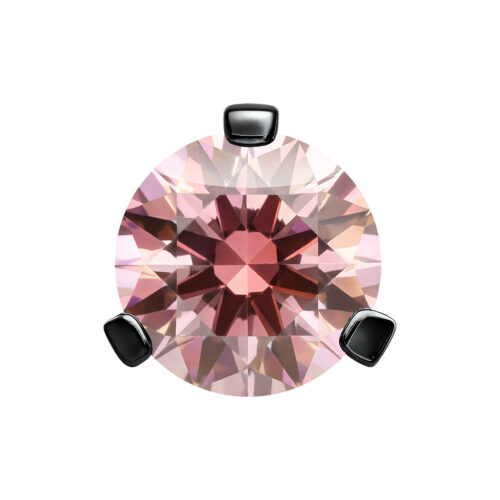 Accessorio in titanio nero con montatura a 3 punte e cristallo Fancy Morganite, 3,0 mm