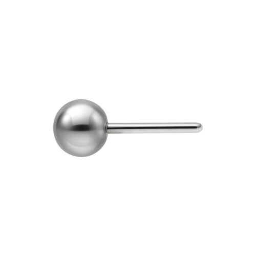 Sfera in titanio argentata con asta Push Fit su sfondo bianco