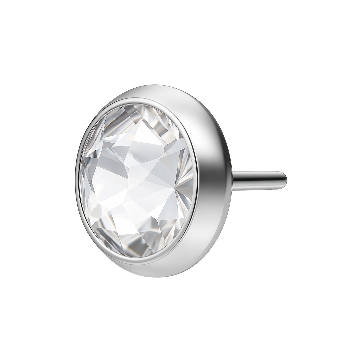 Accessorio argento per triplo piercing di 4,0 mm su sfondo bianco