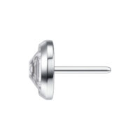 Argento, 4 mm grande Push Fit Piercing Attachment con pietra cristallina su sfondo bianco
