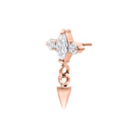 Inserto spike in rosé oro con cristalli chiari su sfondo bianco