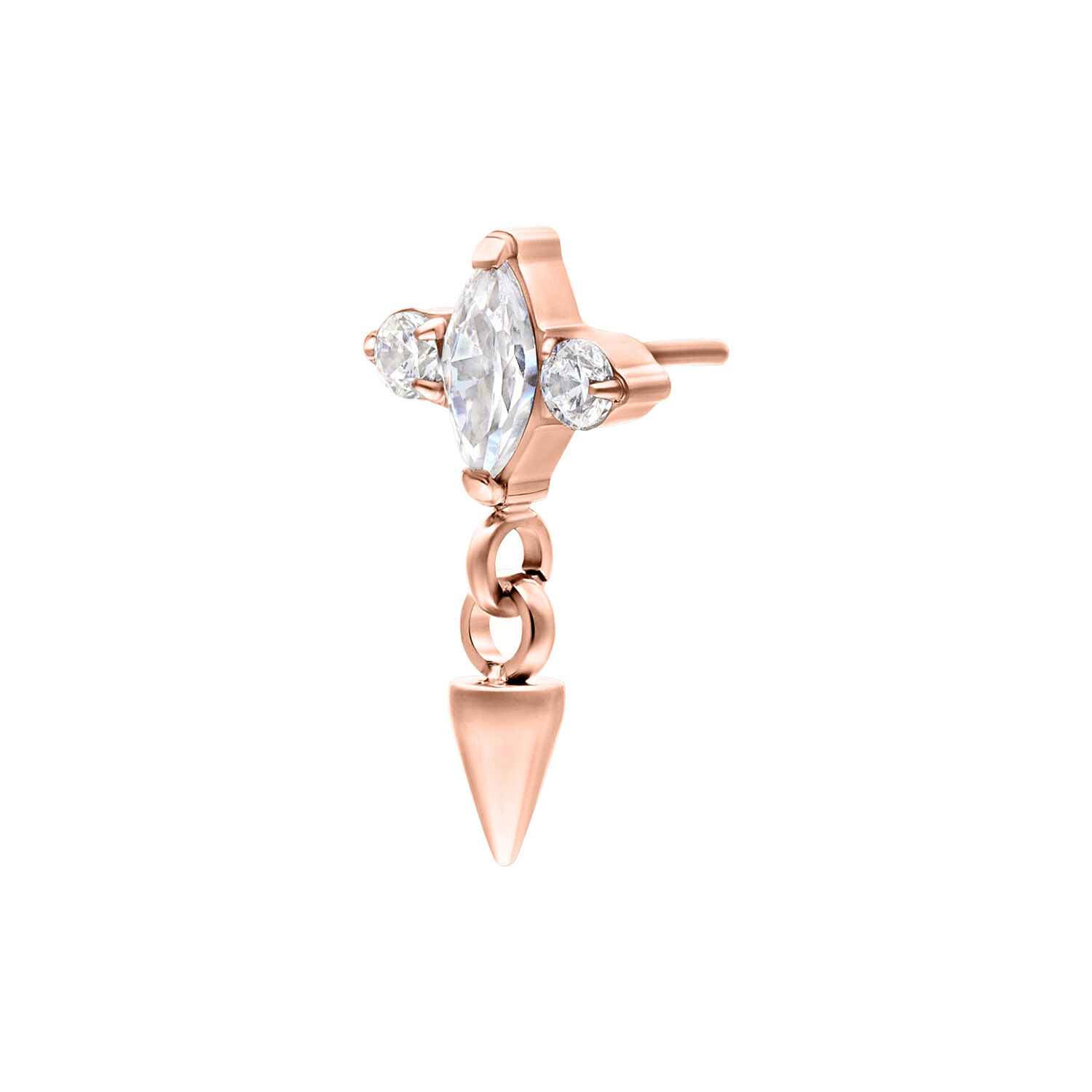 Inserto spike in rosé oro con cristalli chiari su sfondo bianco