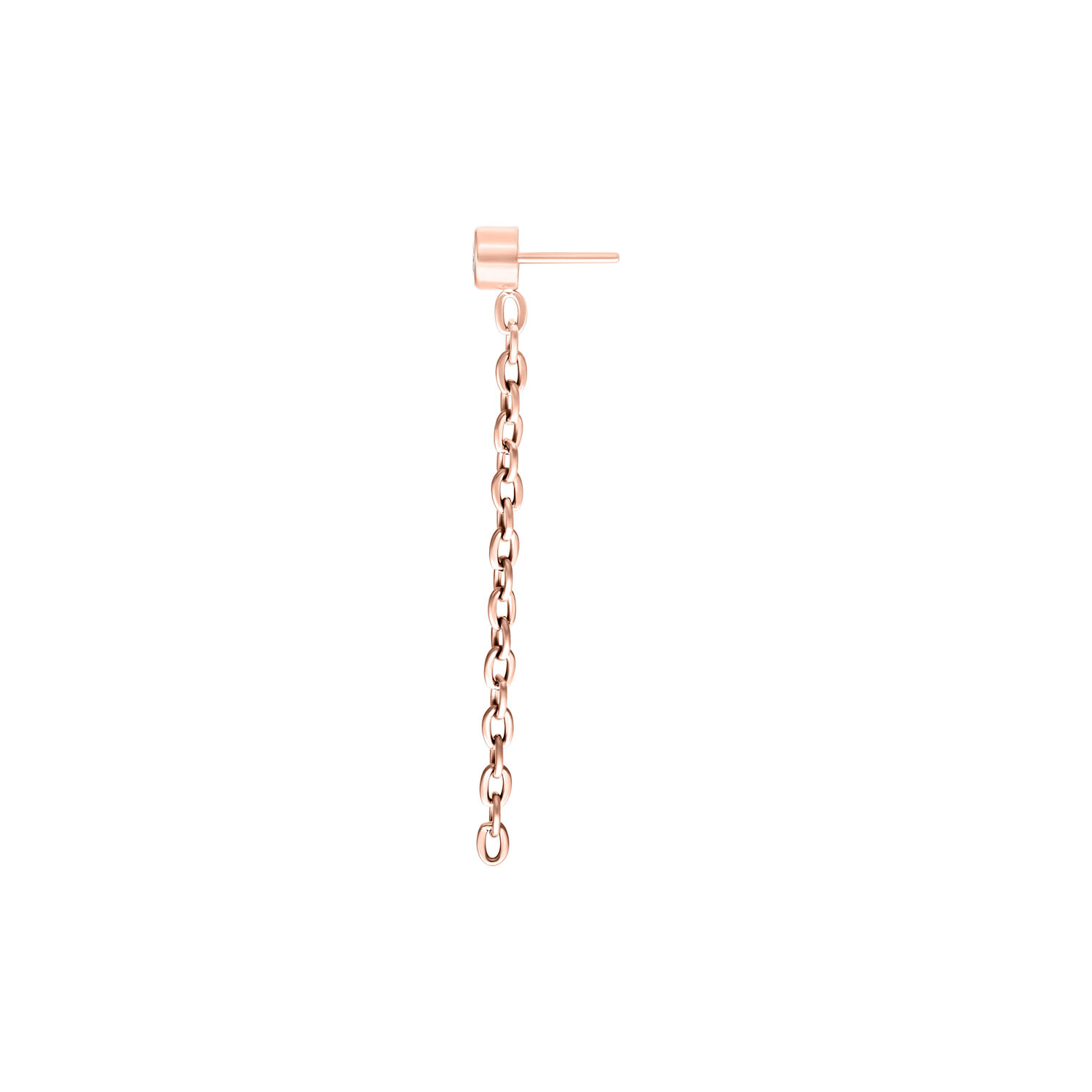 Lunga catena in rosé dorato con sistema Push Fit su sfondo bianco