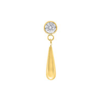 Accessorio Push Fit dorato con goccia di cristallo Accessorio Push Fit dorato con cristallo chiaro e pendente a goccia su sfondo bianco