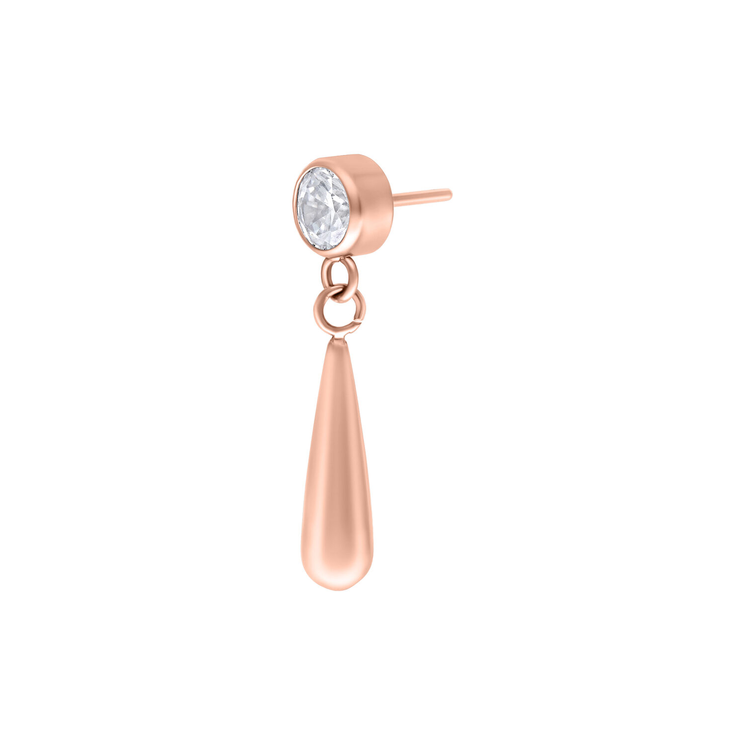 Attacco Push Fit oro rosa con cristallo chiaro su sfondo bianco