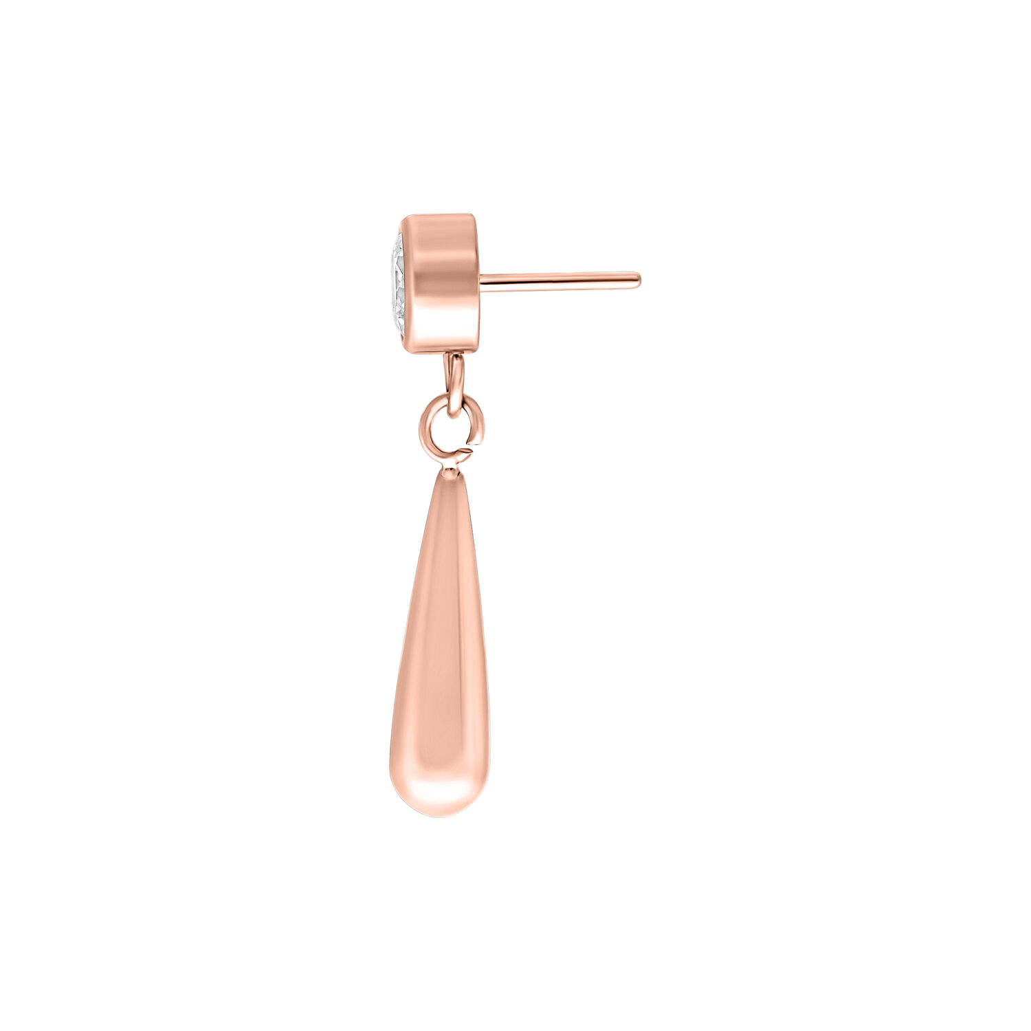 Attacco Push Fit oro rosa con cristallo chiaro su sfondo bianco