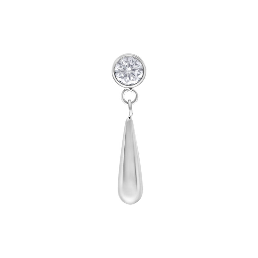 Inserto Push Fit color argento con cristallo trasparente su sfondo bianco