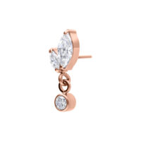 Attacco Push Fit oro rosa con doppio marquise e pendente di cristallo