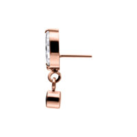 Attacco per piercing Push Fit in oro rosa con cristalli chiari su sfondo bianco