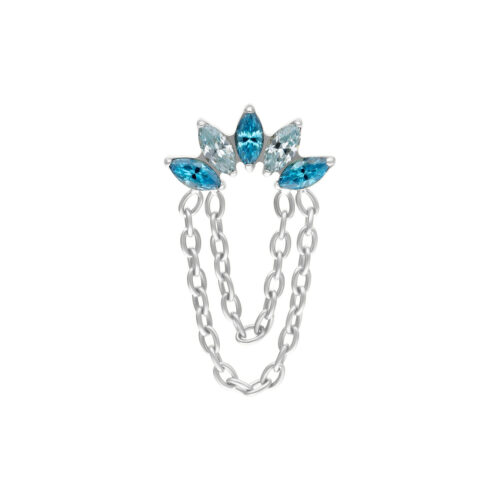 Accessorio Push Fit argento con cristalli lavanda e turchesi e catene