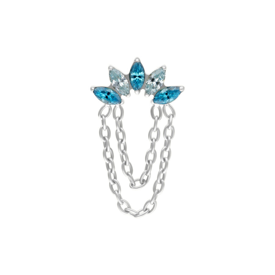Accessorio Push Fit argento con cristalli lavanda e turchesi e catene