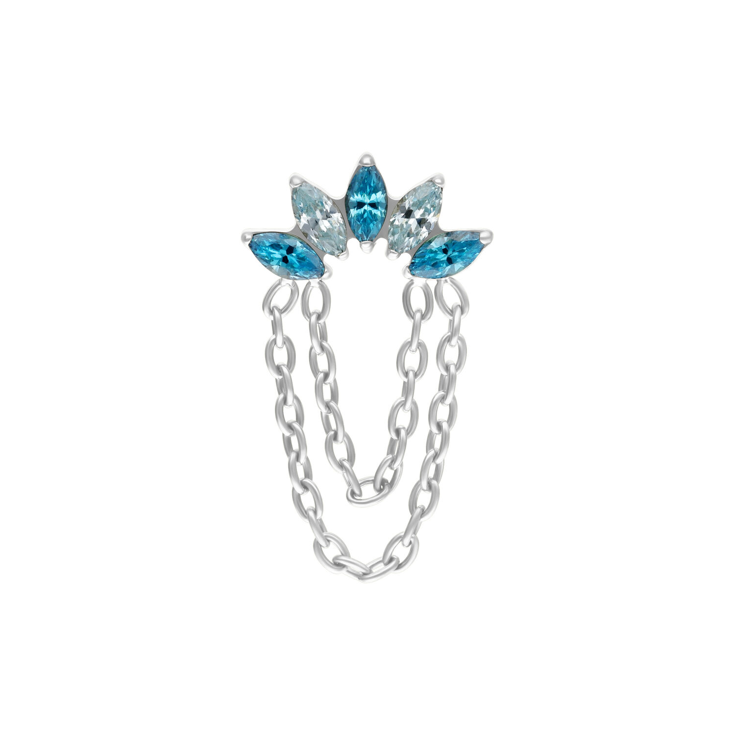 Accessorio Push Fit argento con cristalli lavanda e turchesi e catene