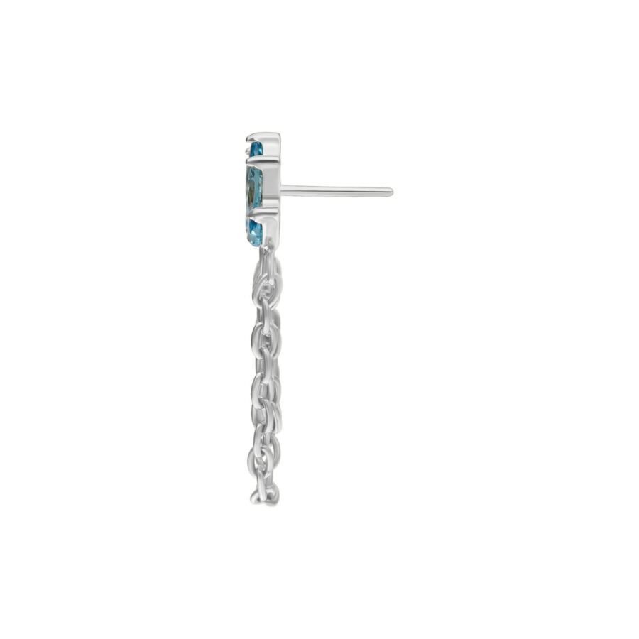 Attacco Push Fit in argento con cristallo turchese e pendente a catena