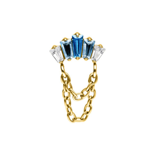 Accessorio piercing dorato con cristallo turchese