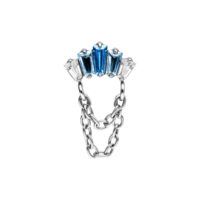 Attacco Push Fit in argento con cristalli lavanda e turchesi e catene