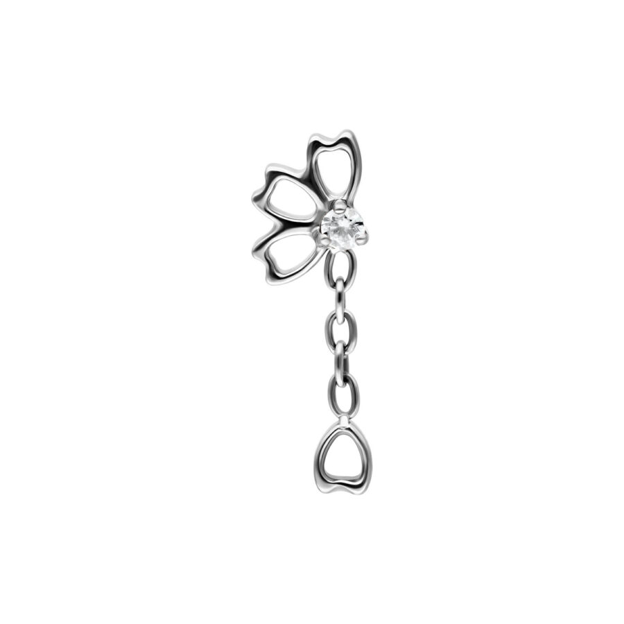 Argento Push Fit con cristallo scintillante su sfondo bianco