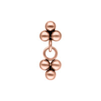 Ciondolo Push Fit in oro rosa con tre sfere su sfondo bianco