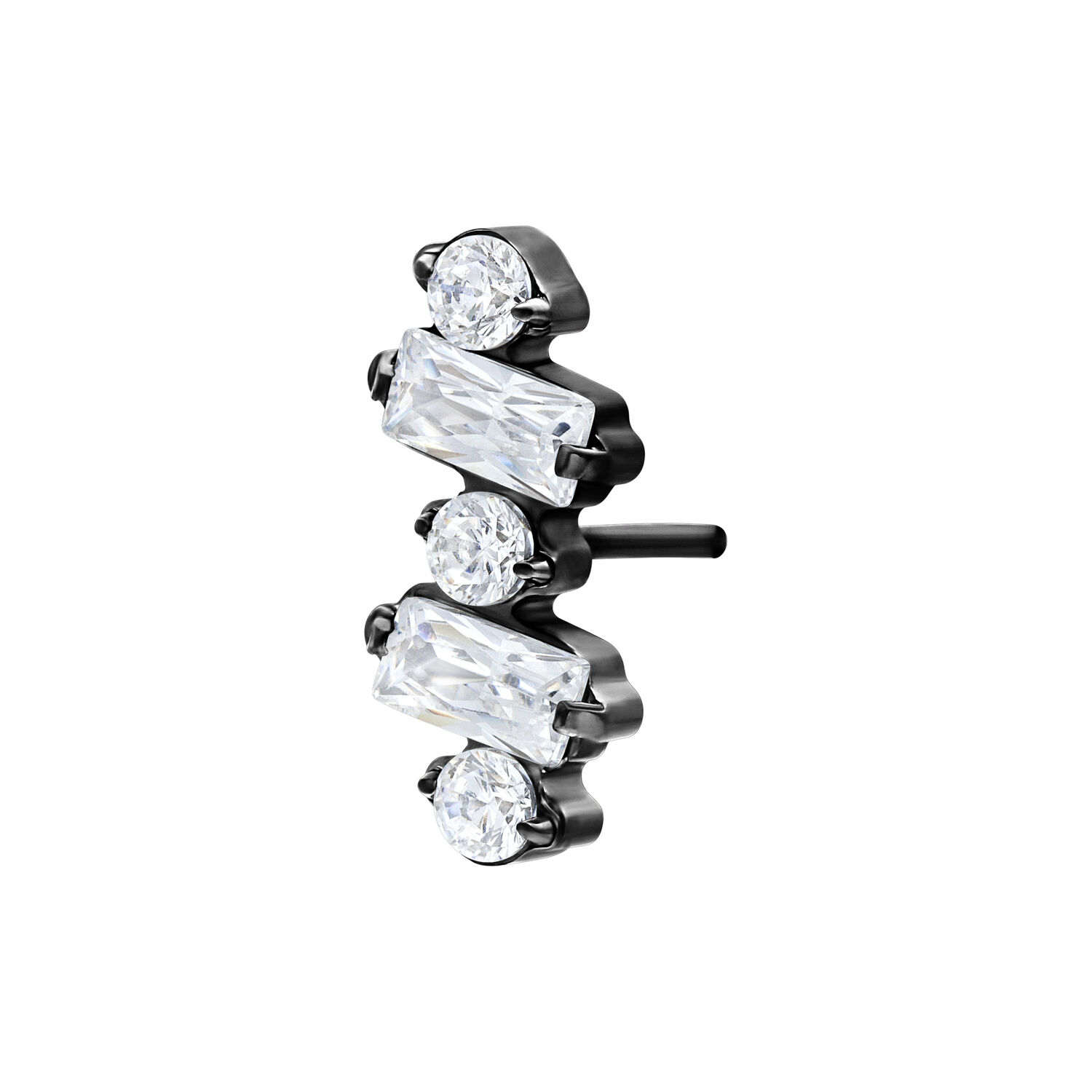 Inserto Push Fit nero con cristalli chiari su sfondo bianco