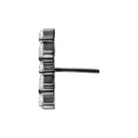 Punta Push Fit in titanio nero con cristalli chiari su sfondo bianco