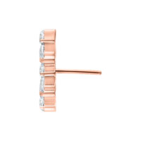 Attacco Push Fit in rosé dorato con cristalli chiari su sfondo bianco