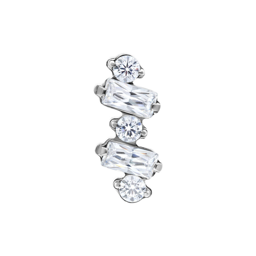 Inserto Argento Push Fit con cristalli chiari su sfondo bianco