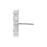 Vista laterale di un attacco Argento Push Fit Multicrystal con cristalli chiari